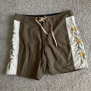 RARE Howler Bros Embroidered Floral Swim Trunks
